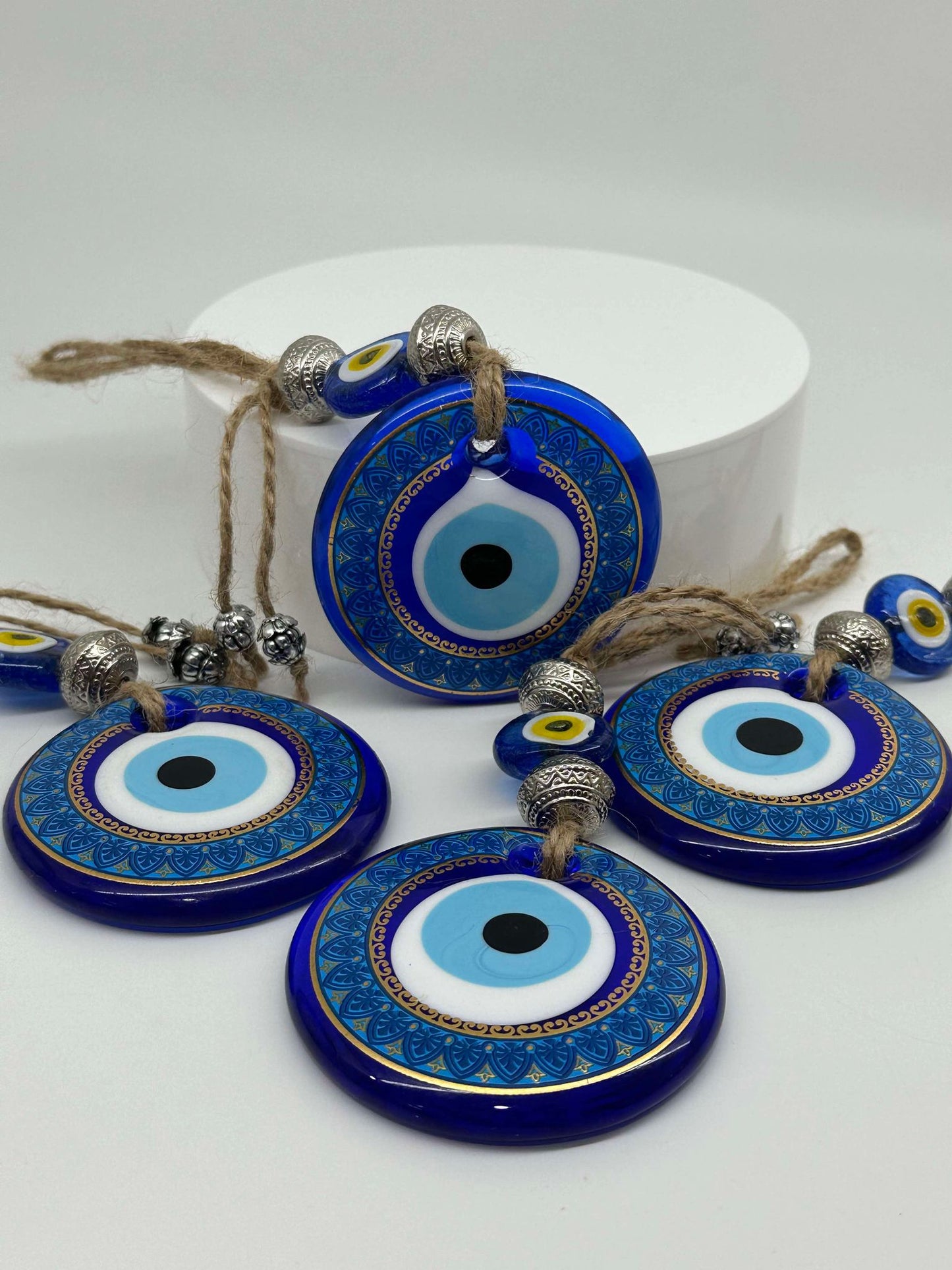 Blue Gold Trim Design Evil Eye Amulet