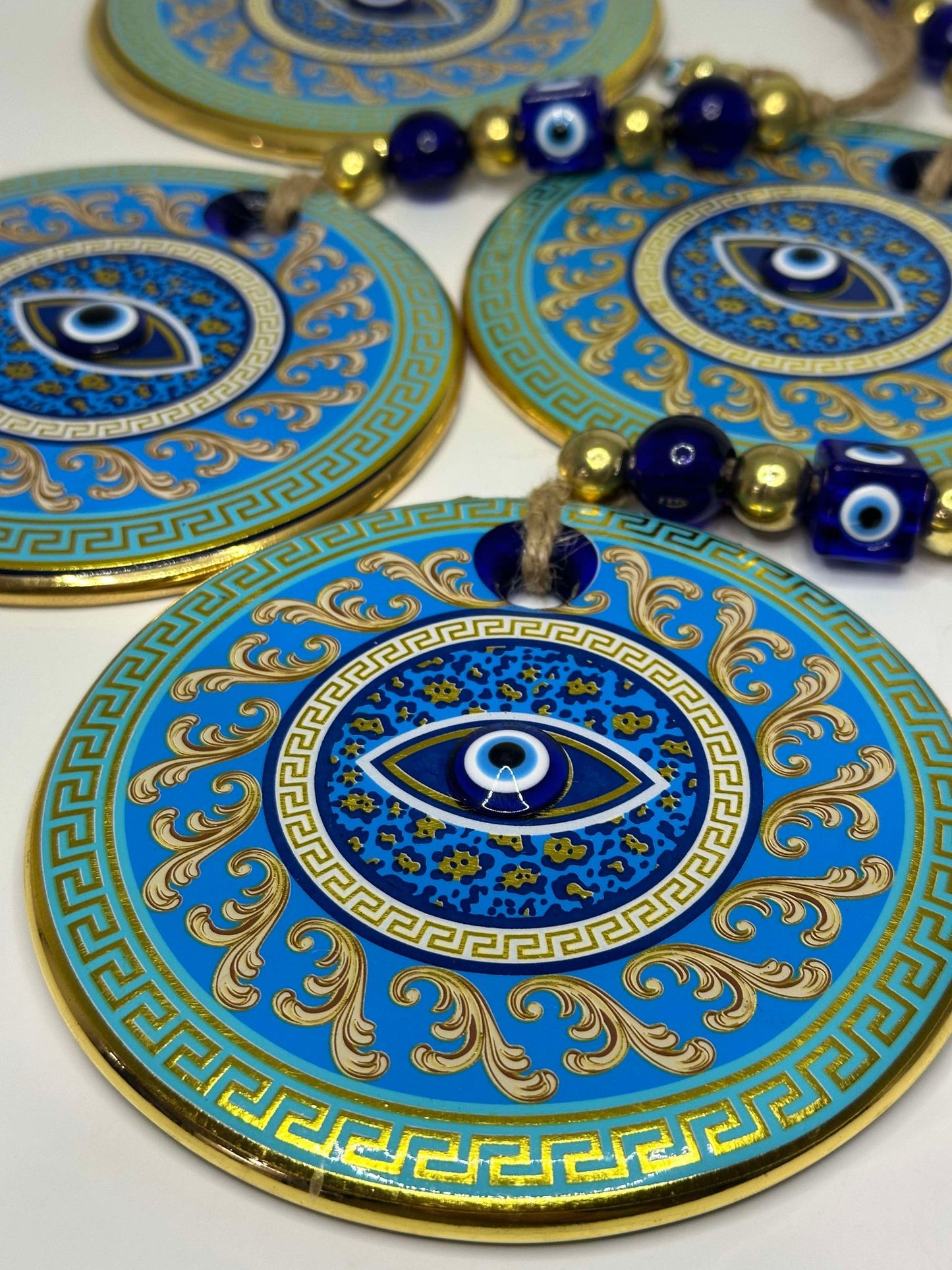 XL Gold/Blue/Green Patterned Evil Eye Amulet