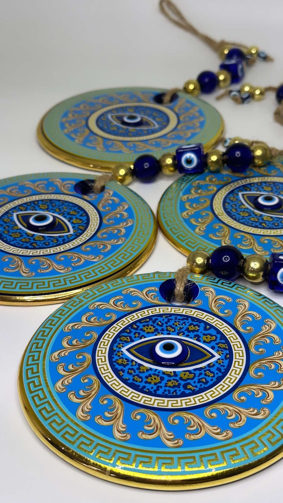XL Gold/Blue/Green Patterned Evil Eye Amulet