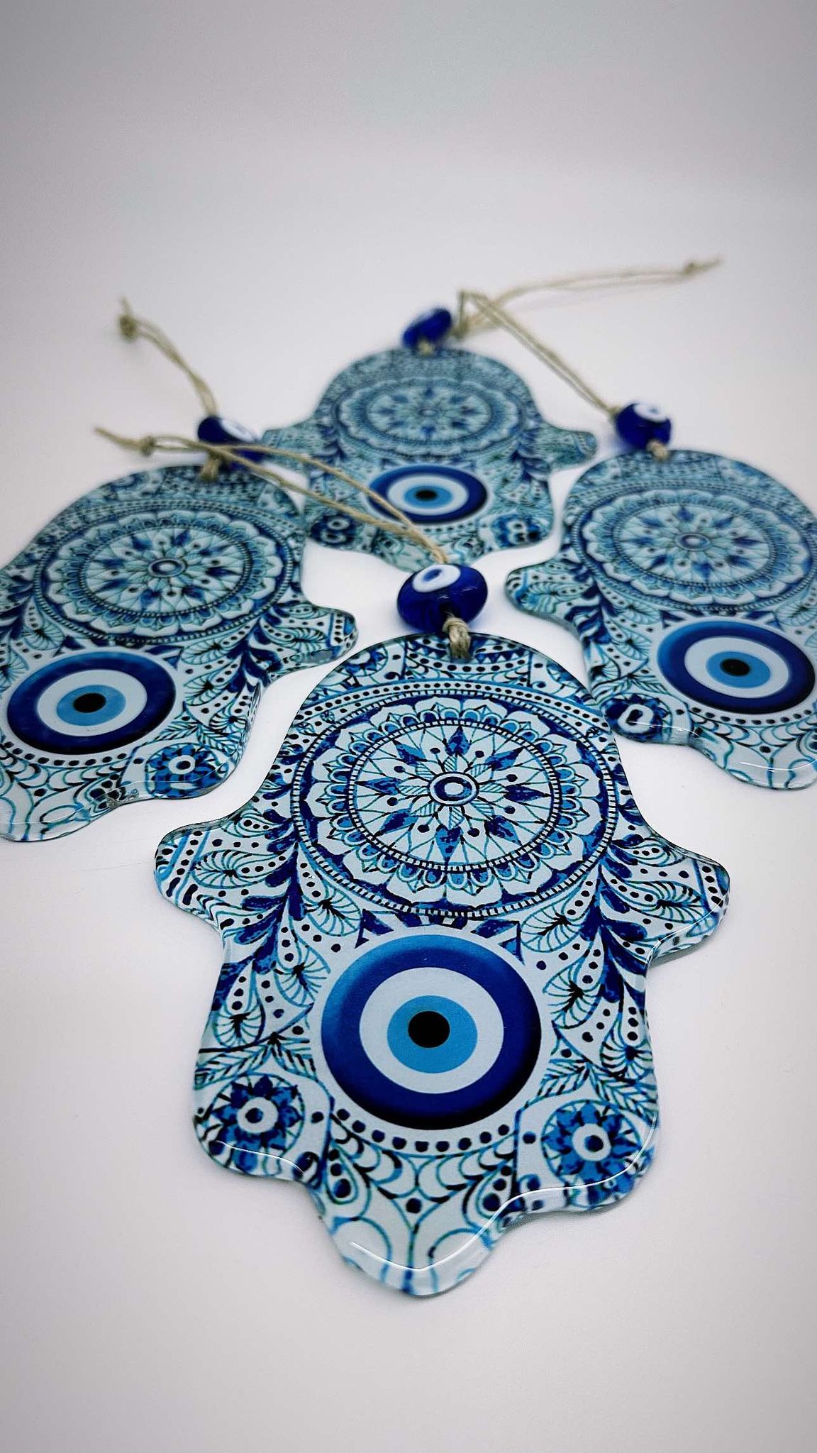 Hamsa Hand White & Blue Amulet