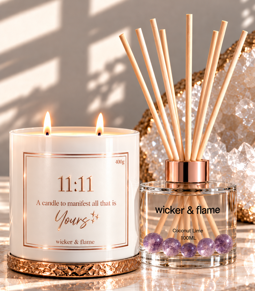 ✨ Crystal Diffusers & Candle Sets