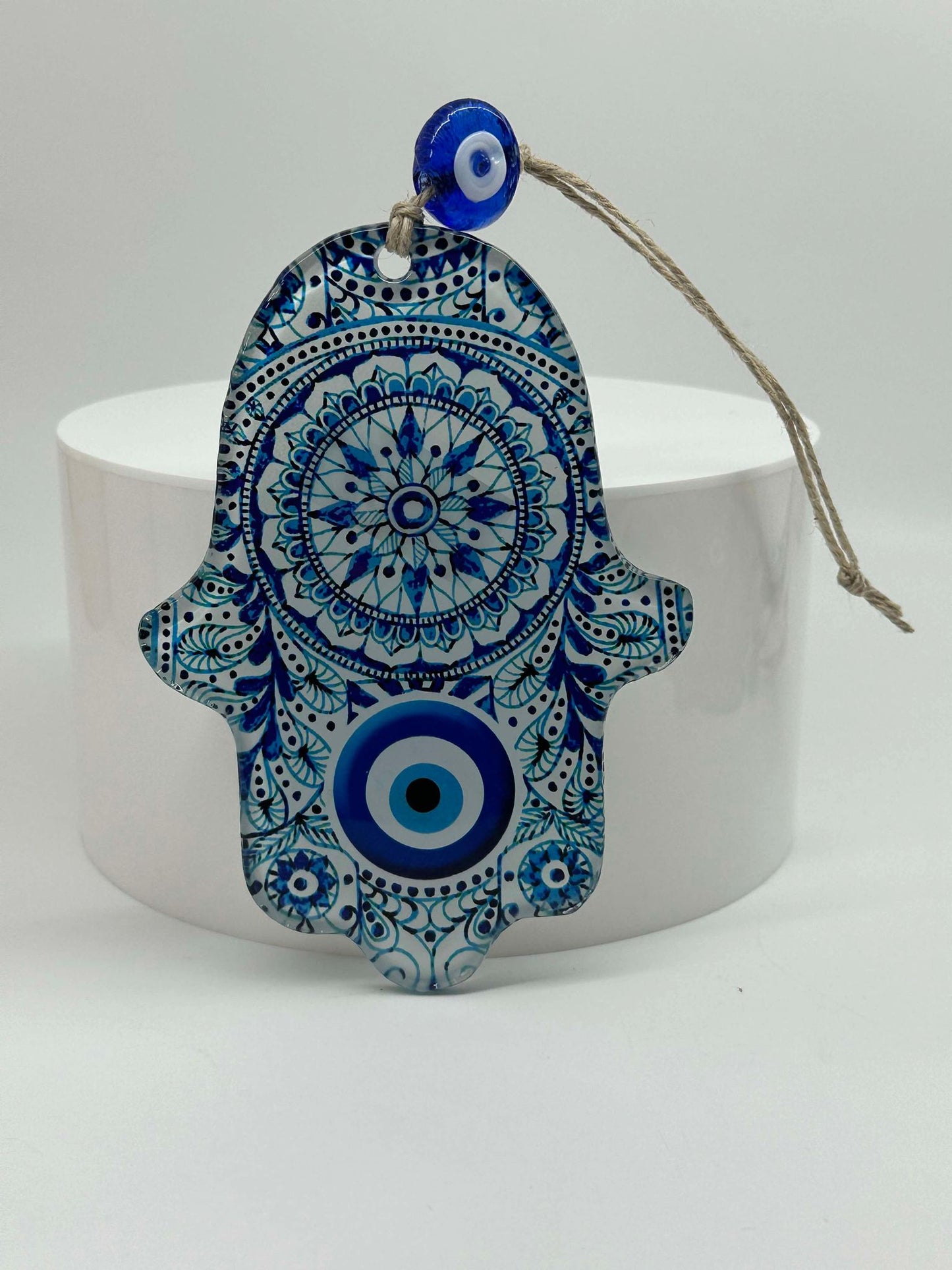 Hamsa Hand White & Blue Amulet