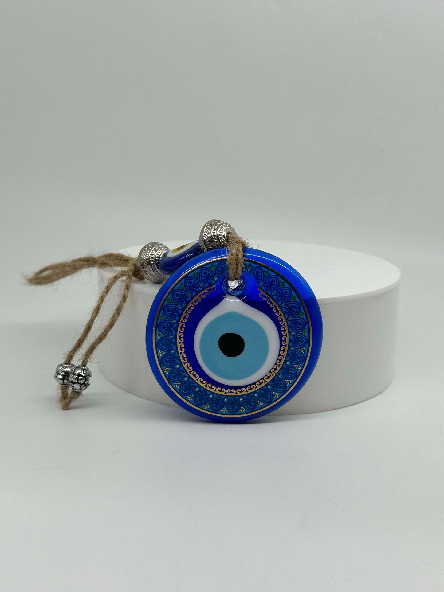 Blue Gold Trim Design Evil Eye Amulet