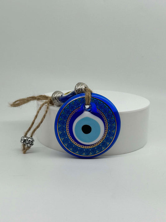 Blue Gold Trim Design Evil Eye Amulet