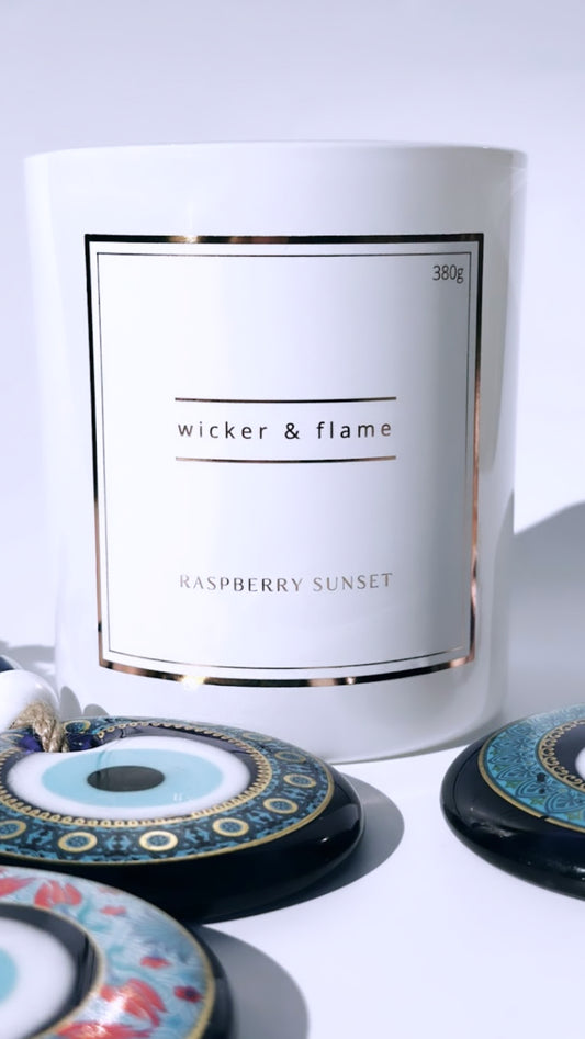 RASPBERRY SUNSET EVIL EYE CANDLE 🧿